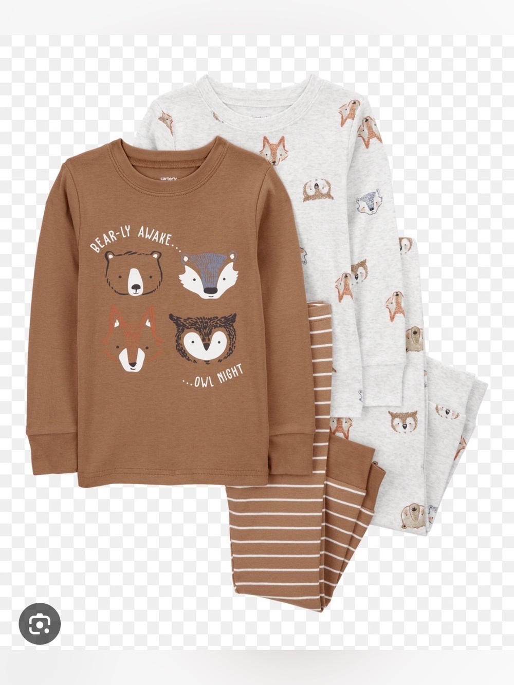 Carter's Brown & Heather Gray Woodland Animal 2-Piece Pajama Set